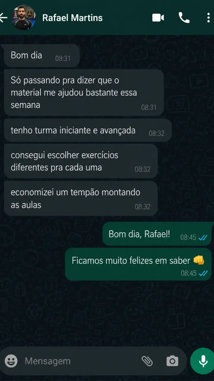 Conversa ilustrativa sobre a utilização do Jiu Master.
