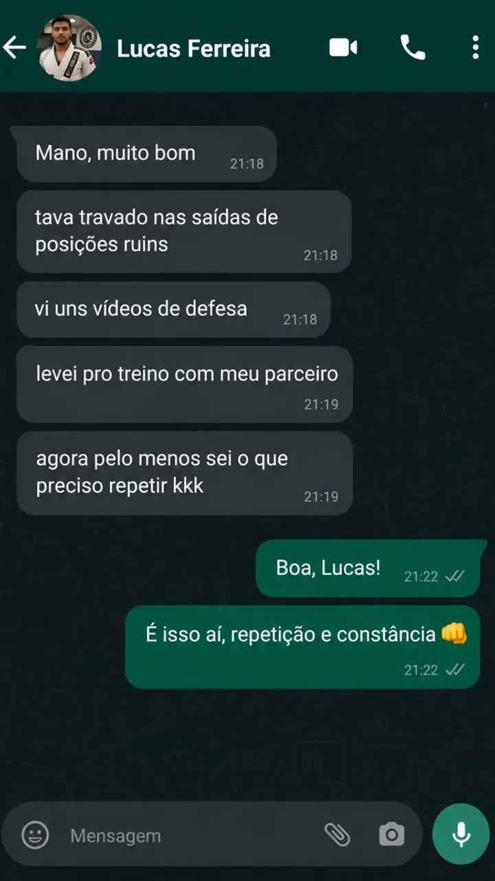Conversa ilustrativa sobre a utilização do Jiu Master.